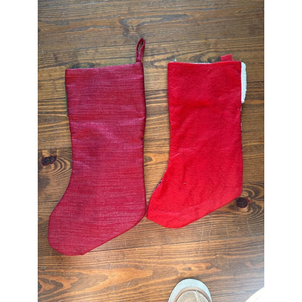 Christmas Stocking Bundle (2) Reindeer 3D Stocking and Plaid Felt Stocking - Picture 5 of 5